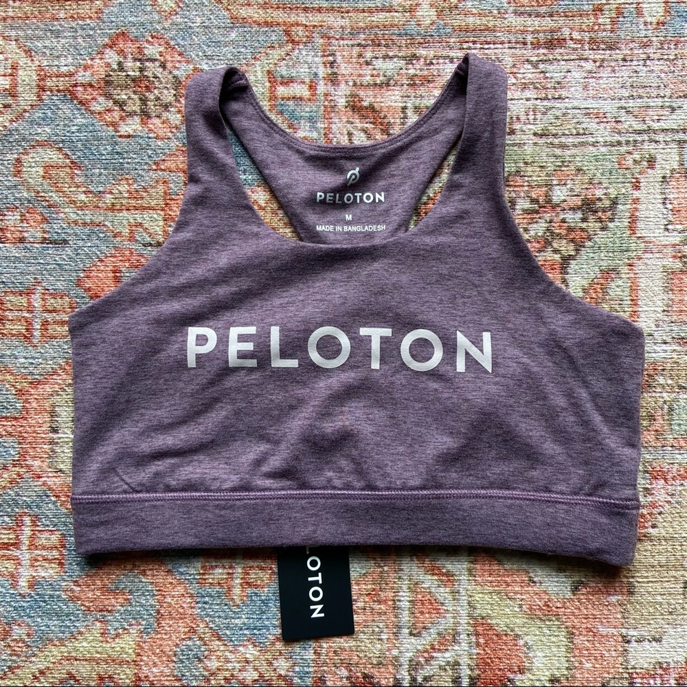 Peloton purple heathered strappy bra
